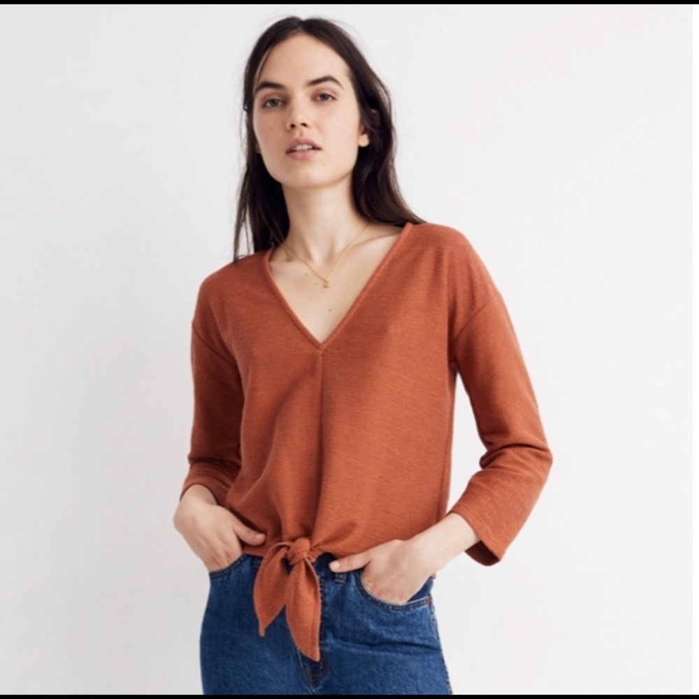 Madewell Texture & Thread Tie-Front Top Small
